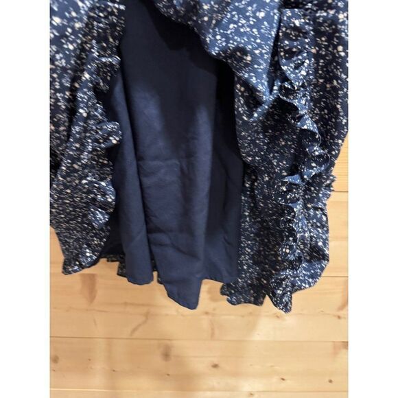 Lulu's Blue White Floral Ruffled Long Sleeve Mini Dress - Picture 4 of 8